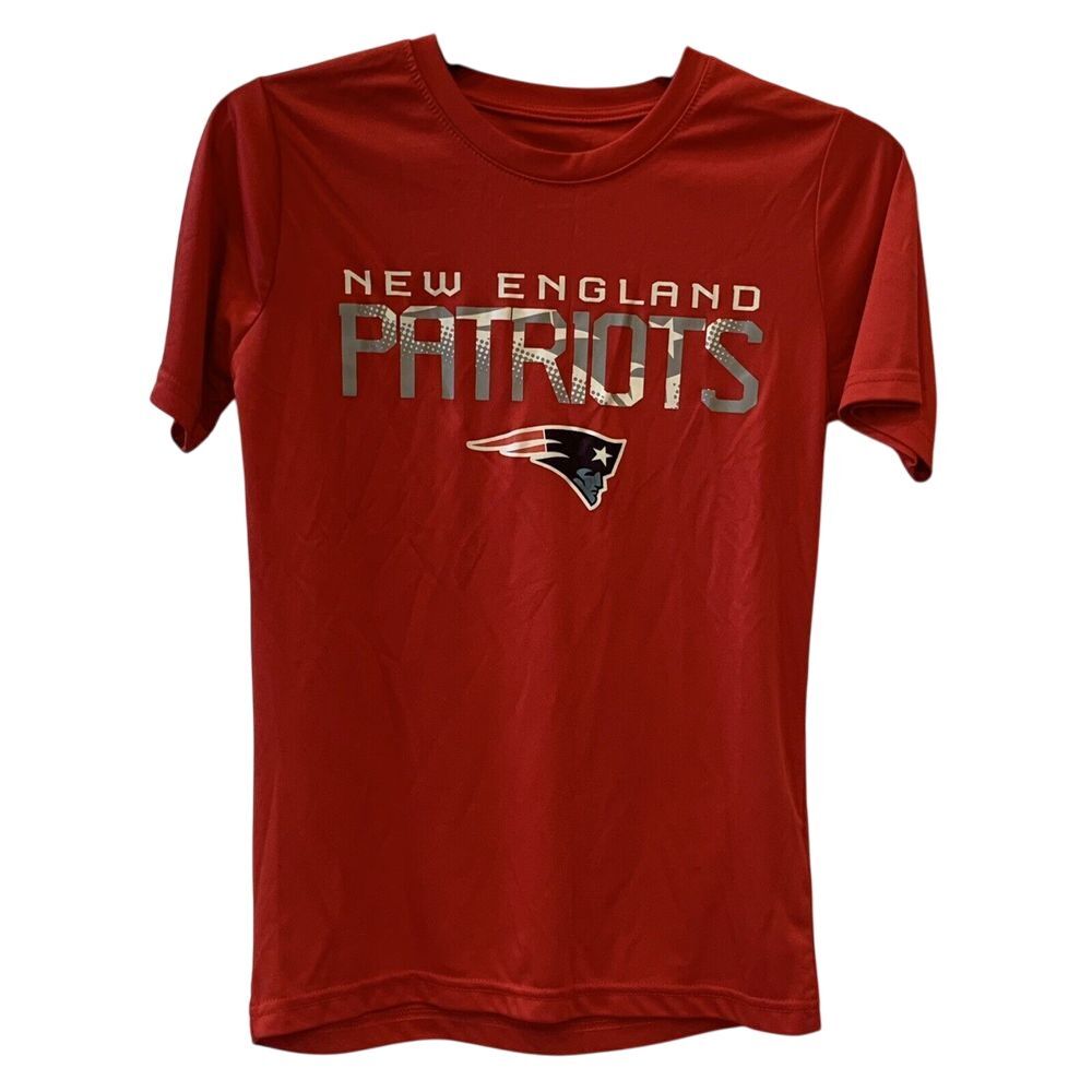 New England Patriots NFL Youth Navy Dri‎ Tek Short Sleeve Shirt Size M 10/12